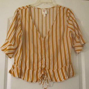 Self-Esteem Light Brown&White Stripe Top Size Med.